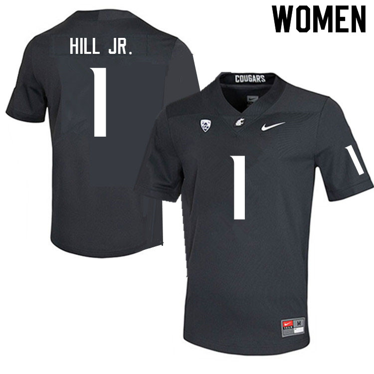 Women #1 Tyrone Hill Jr. Washington State Cougars College Football Jerseys Sale-Charcoal - Click Image to Close